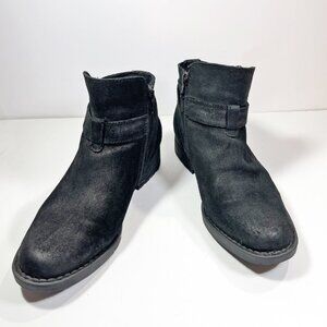 BORN MOROCCO Black Ankle Booties 8.5M Leather Suede Strap Buckle M31609
